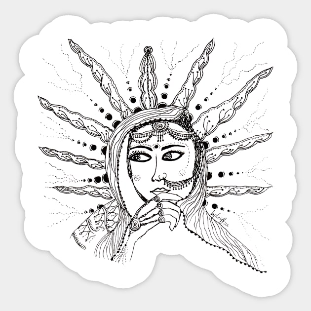 Sunshine Sari (Black Lines) Sticker by @byleighart